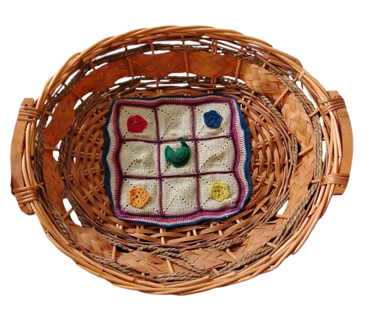 Handwoven Ramadan Basket with Crochet Detail