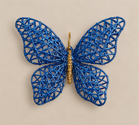 Blue Glitter Butterfly Ornament