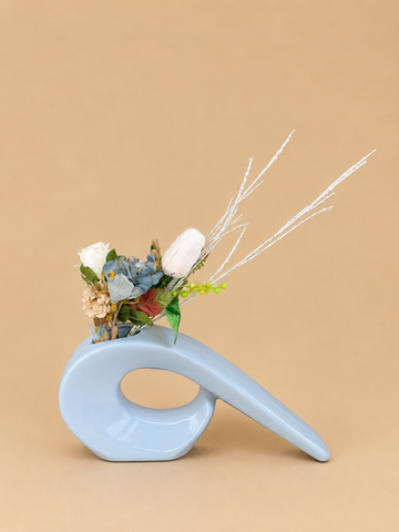 Abstract Blue Ceramic Floral Arrangement