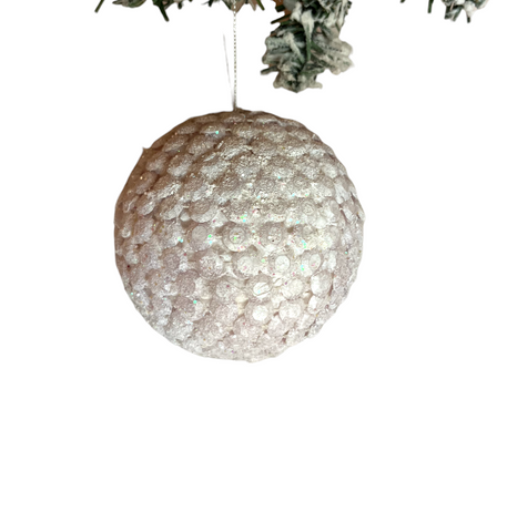 WHITE CLOVES BEADS AND WHITE GILTTER BALL