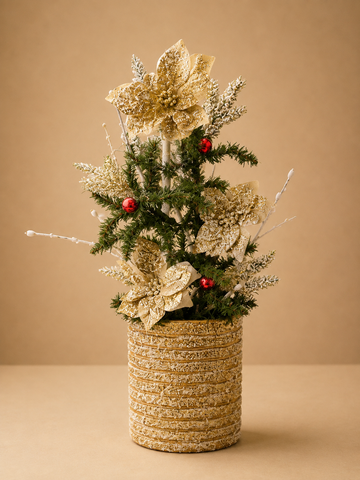 Gold Poinsettia Christmas Tree Arrangement