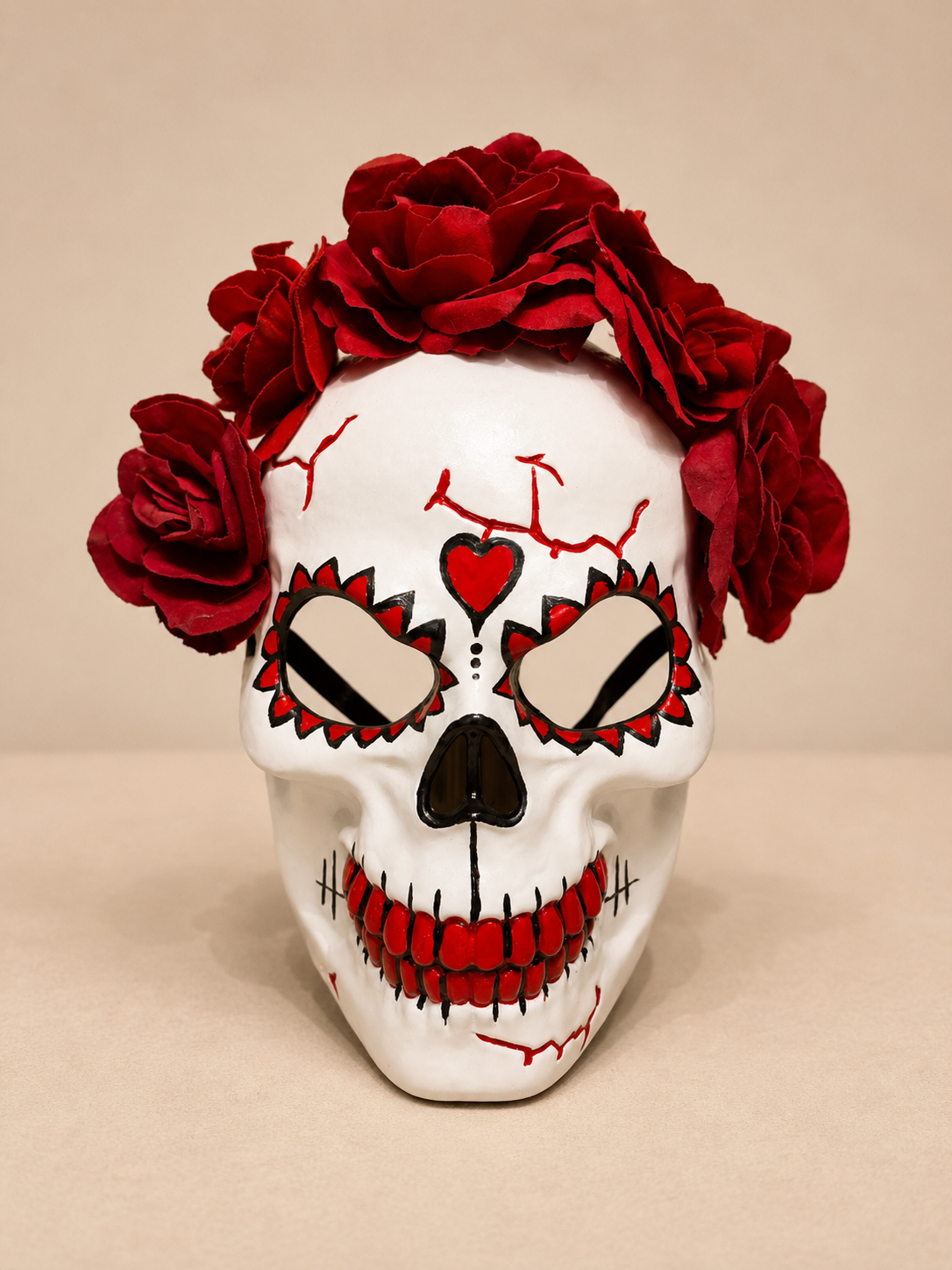 Red Rose Skull Mask