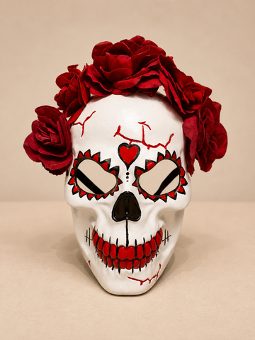 Red Rose Skull Mask