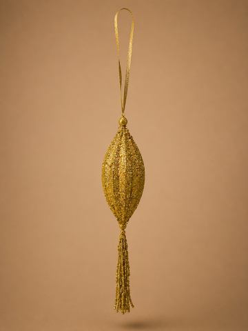 Gold Ribbed Tassel Ornament