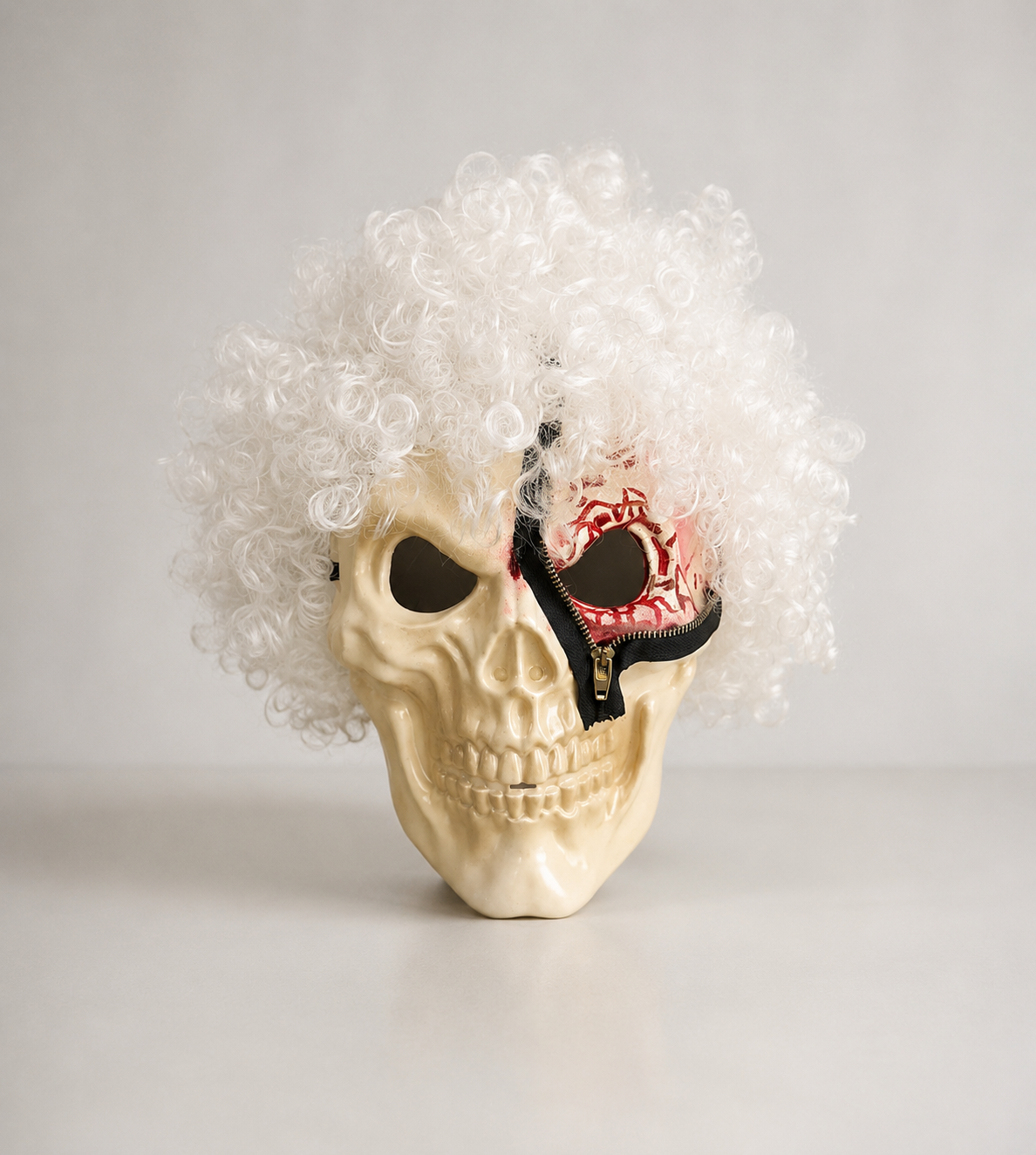 Curly Hair Zipper Skull mask