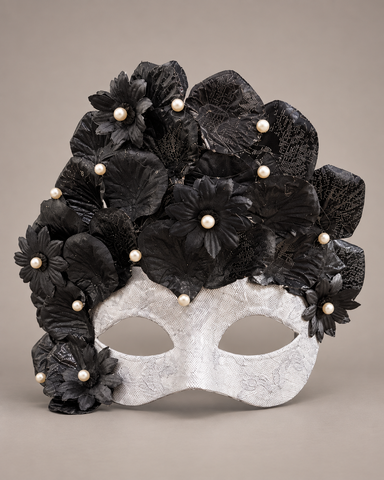 Silver & Black Floral Masquerade Mask