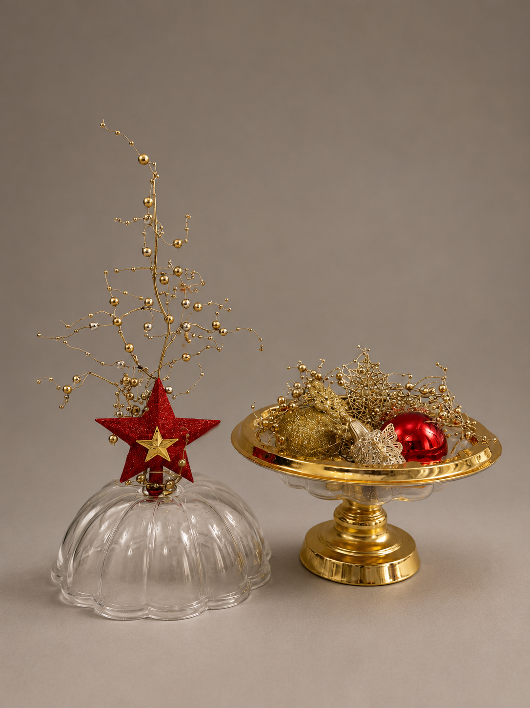 Red & Gold Christmas Ornament Display Set