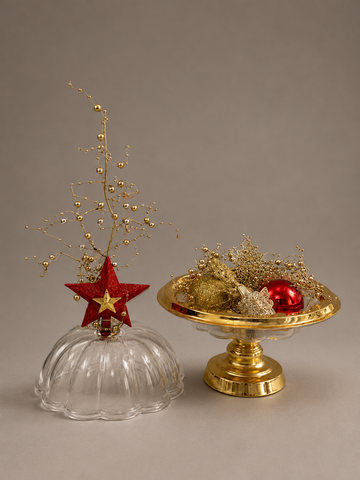 Red & Gold Christmas Ornament Display Set
