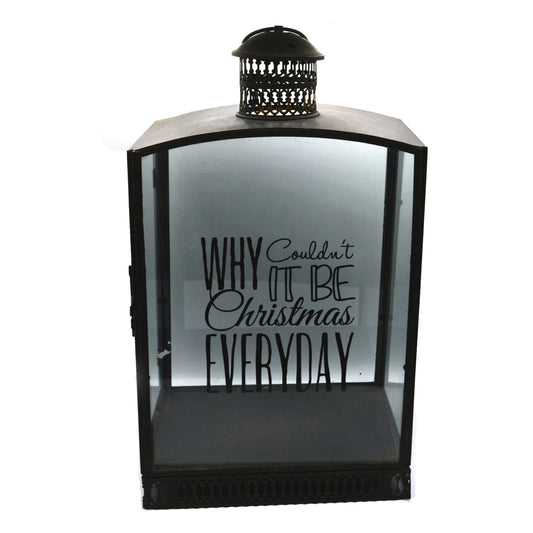 Black metal Lantern with glass