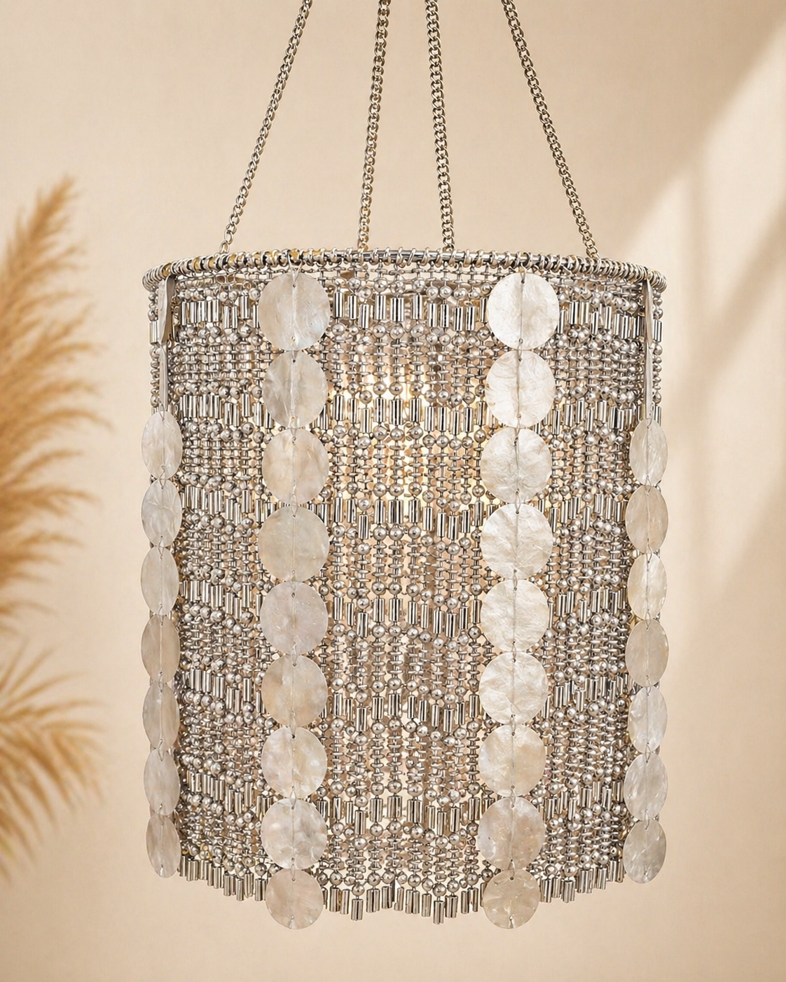 Pearl Beaded Statement Chandelier