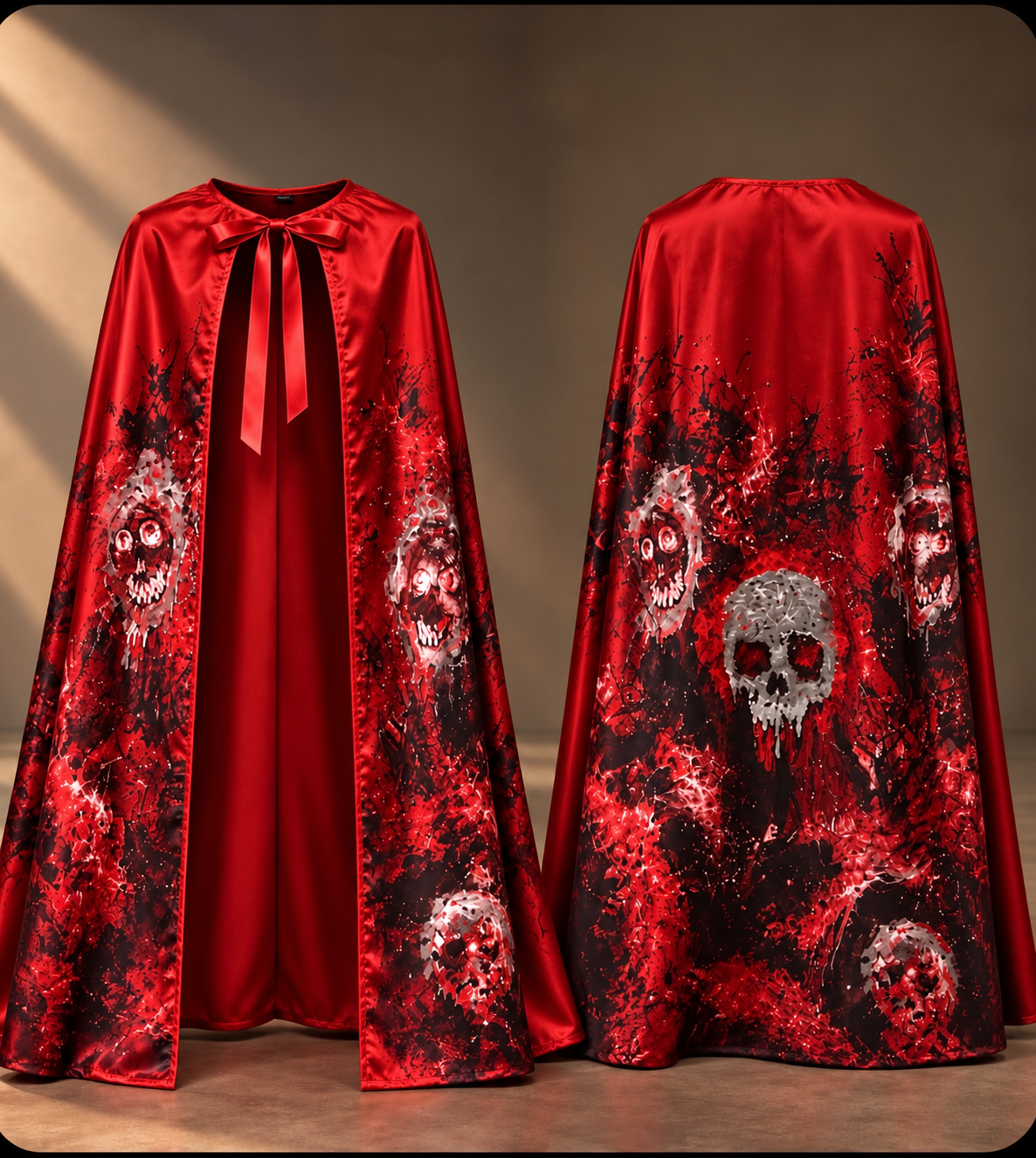 Red Bloody Skull Halloween Cape