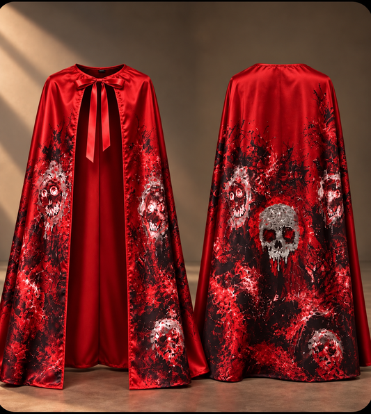 Red Bloody Skull Halloween Cape