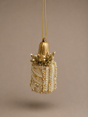 White & Gold Sequin Bell Ornament