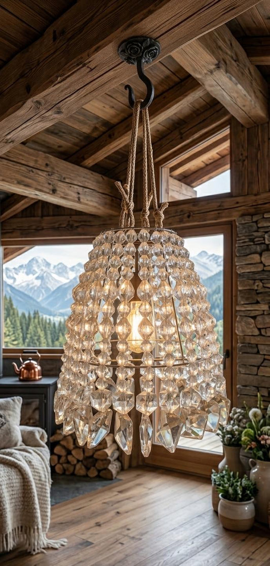 Crystal Beaded Hanging Lamp