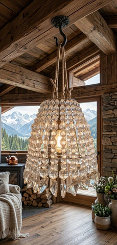 Crystal Beaded Hanging Lamp
