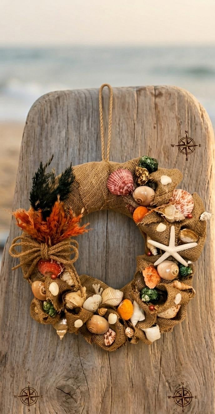 Burlap Shell Wreath
