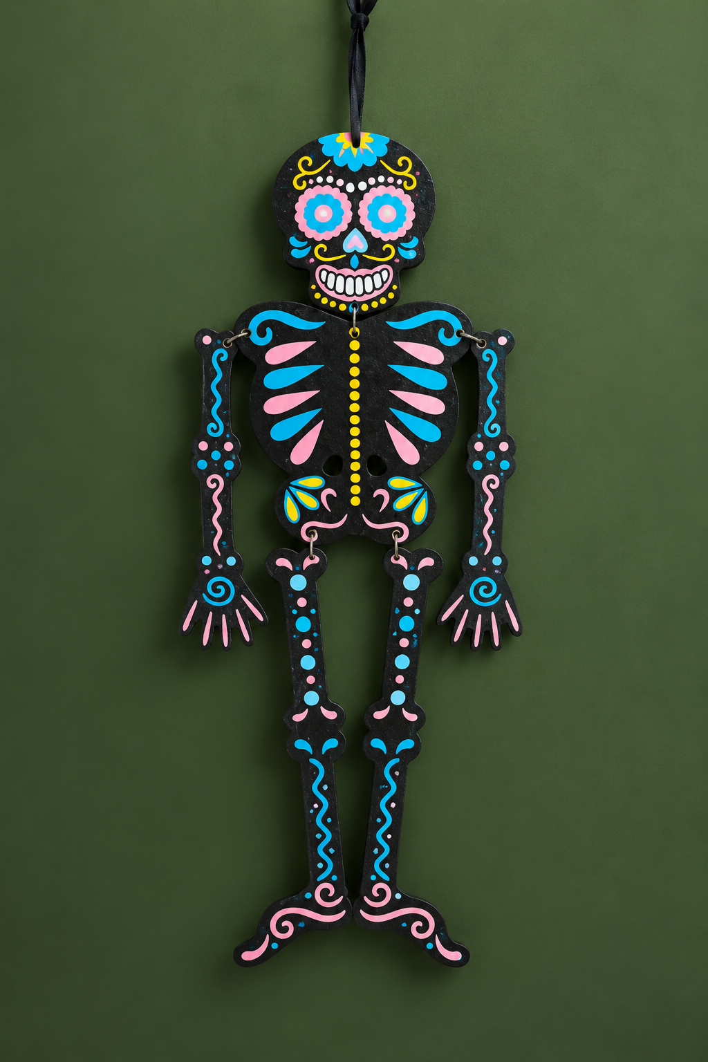 Day of the Dead Black Hanging Skeleton