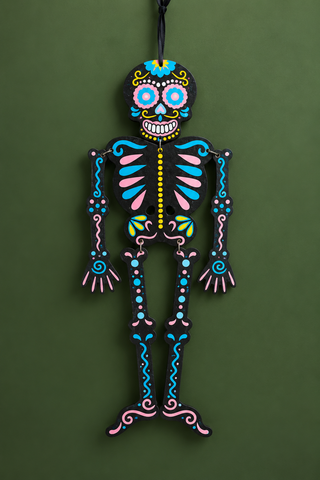 Day of the Dead Black Hanging Skeleton