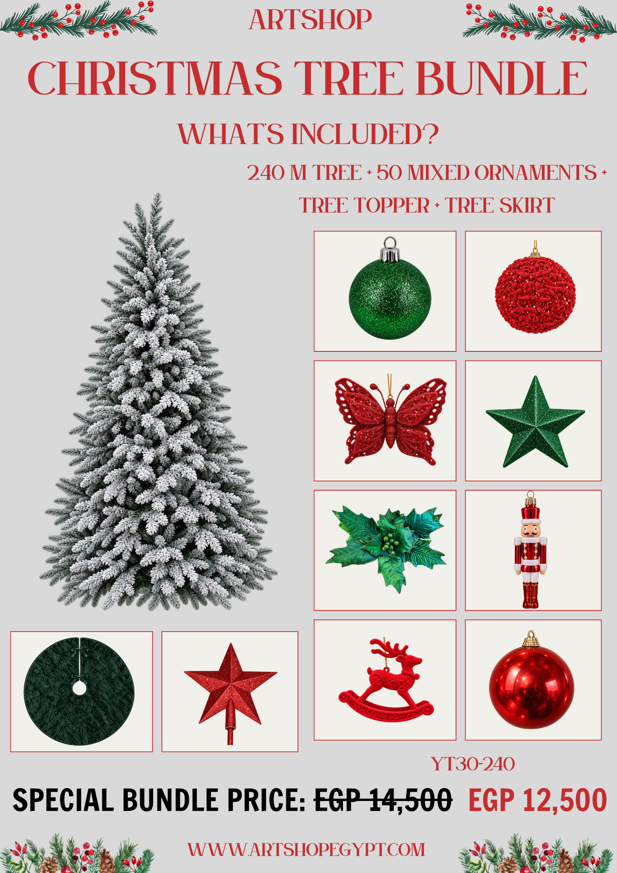 Festive Forest Christmas Tree Bundle – 2.40m (Without Lights)