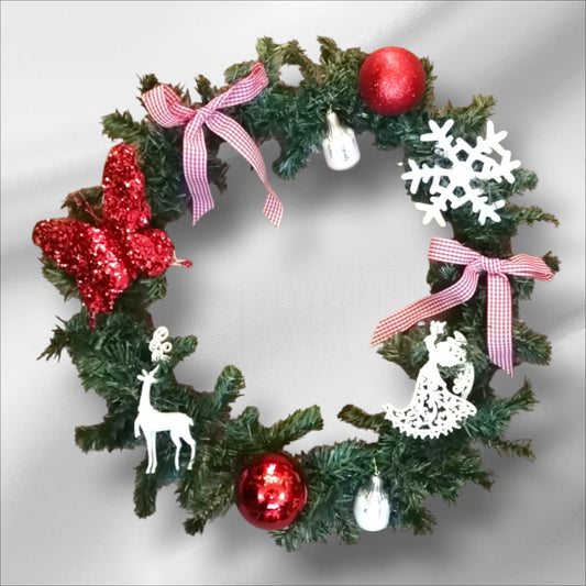 Crimson Snow Christmas Wreath