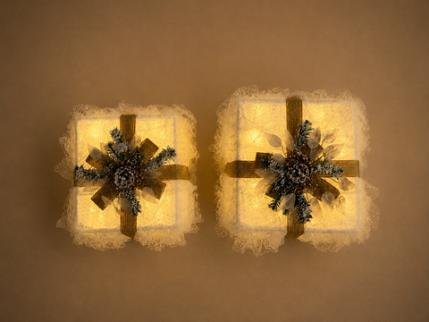 Golden Gift Box Lights