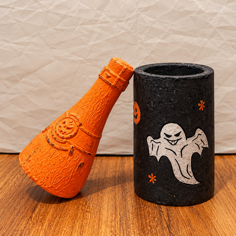 Orange Halloween Ghost Bottle Decoration