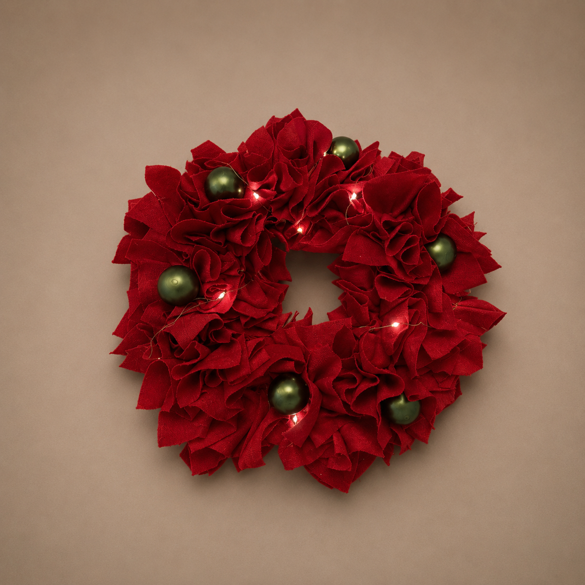 Red Fabric Christmas Wreath