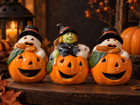Halloween Pumpkin Ceramic Lantern