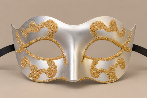 Silver & Gold Glitter Masquerade Mask