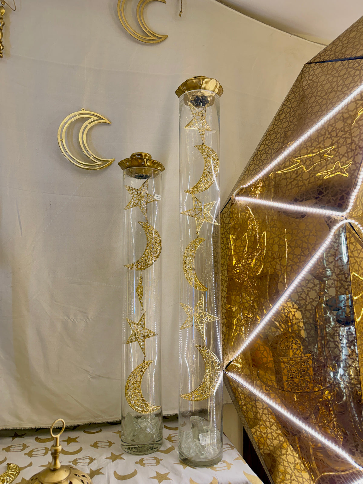 Celestial Glass Columns - Moon & Star Duo