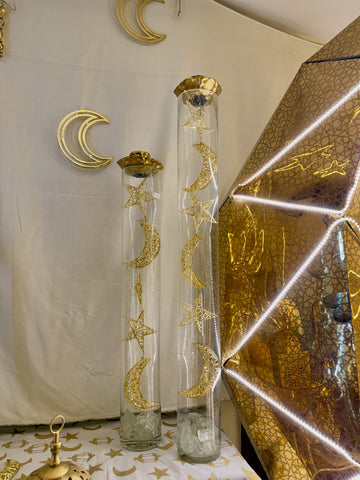 Celestial Glass Columns - Moon & Star Duo