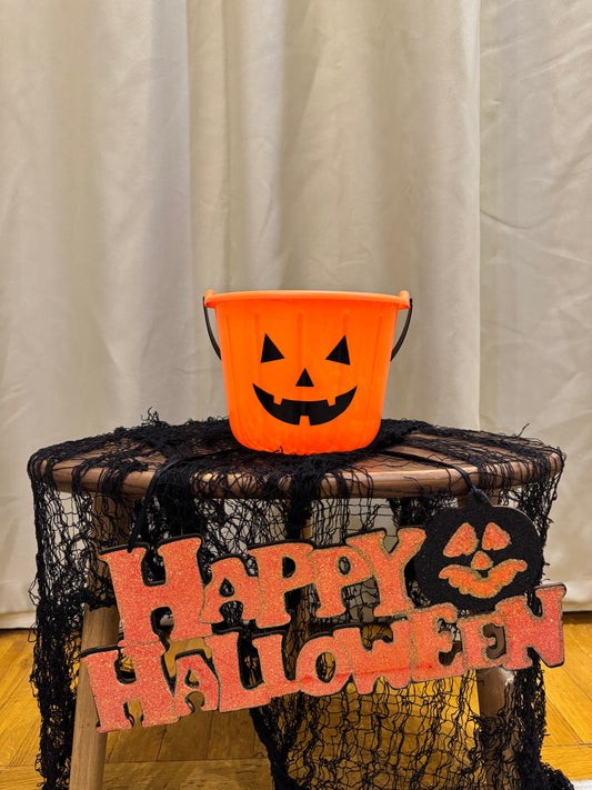 Halloween sign, bucket and spiderweb bundle