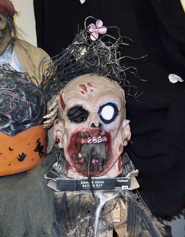 Animated halloween zombie head