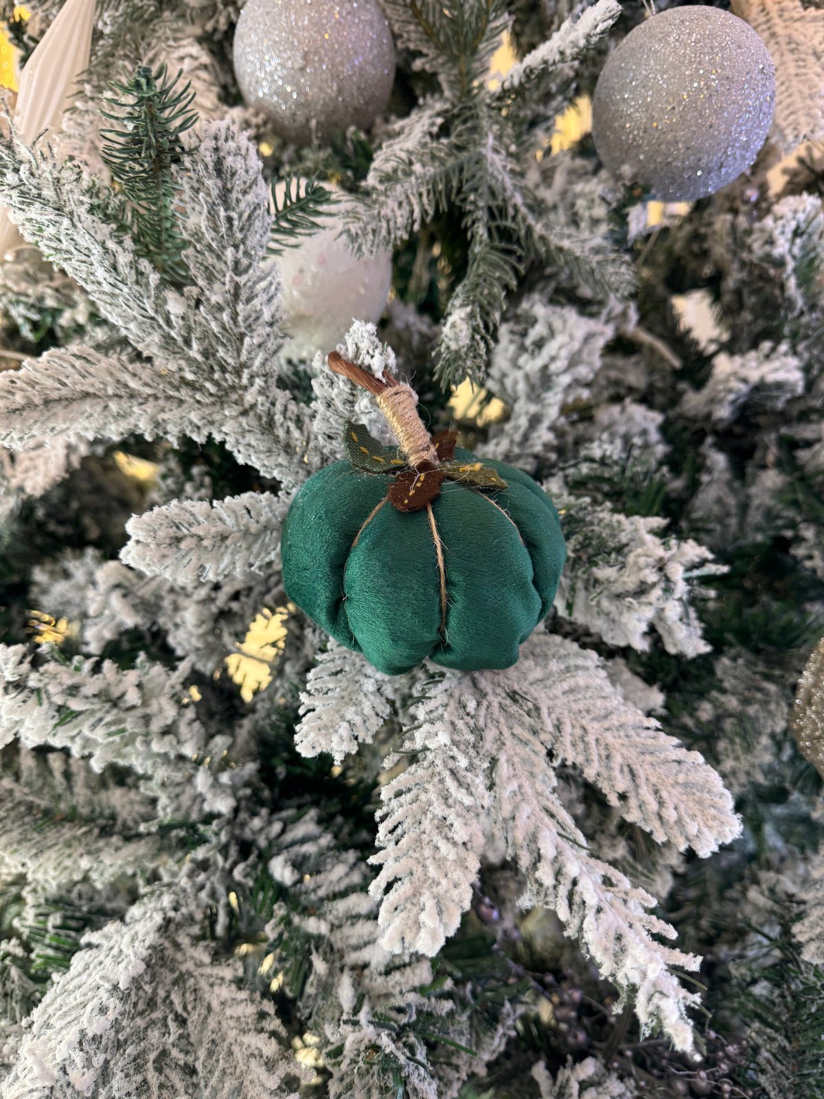 Small green velvet Christmas ornament