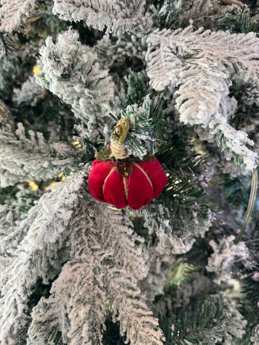 Small red velvet Christmas ornament