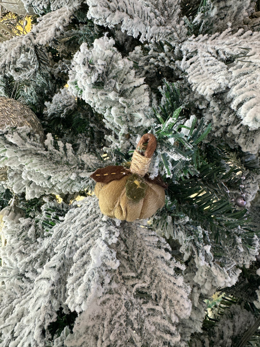 Small beige velvet Christmas ornament