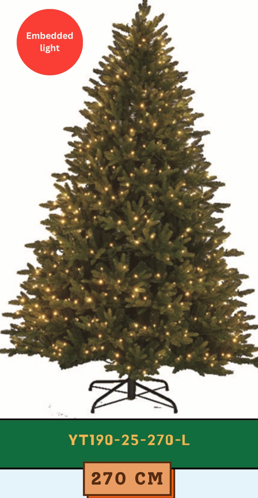 Holiday Haven- 2.70 m Christmas tree (+50 ornaments)