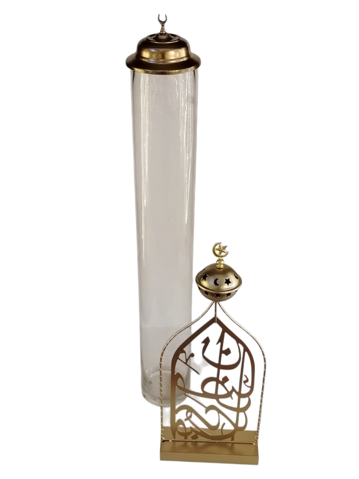 Ramadan Calligraphy Lantern & Glass Cylinder Set