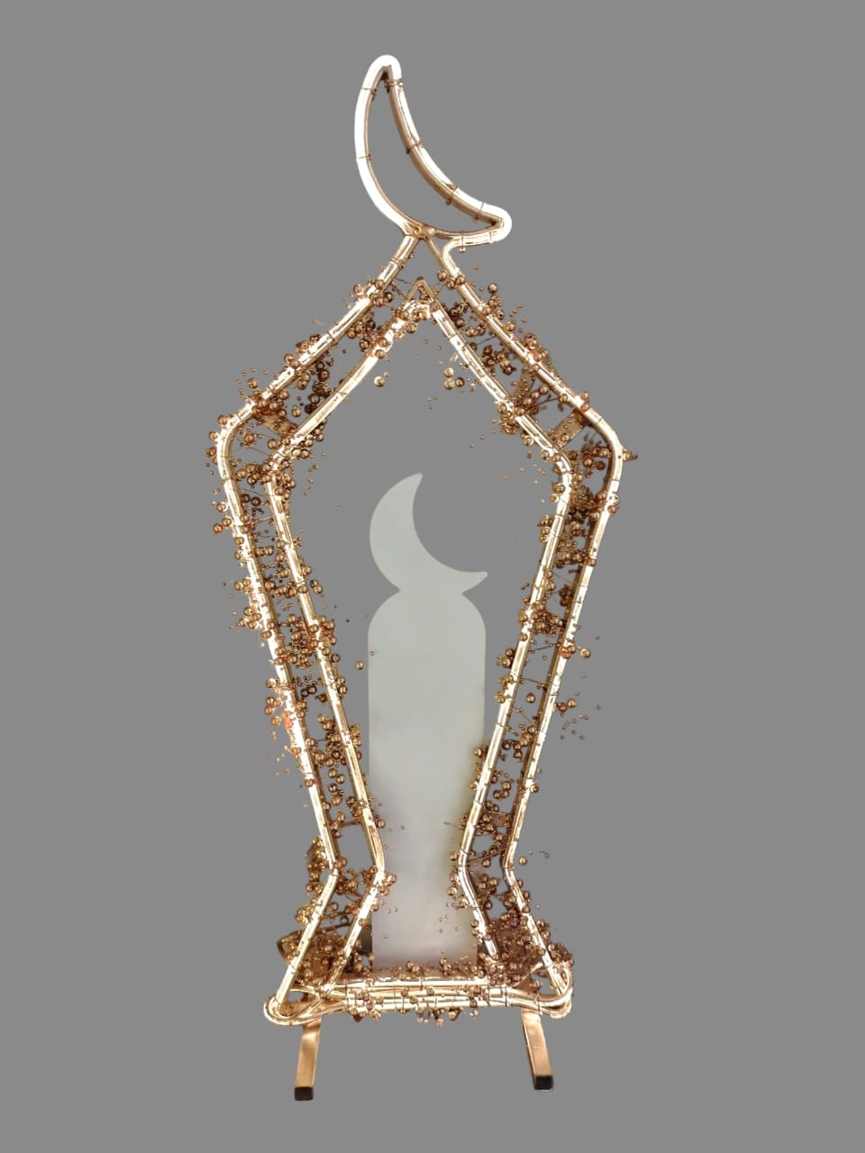 Gold Ramadan Lantern Frame with LED Candle Insert