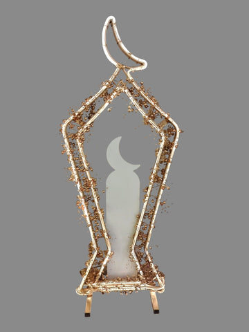 Gold Ramadan Lantern Frame with LED Candle Insert