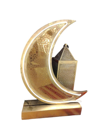 Gold Crescent with Lantern Table Décor