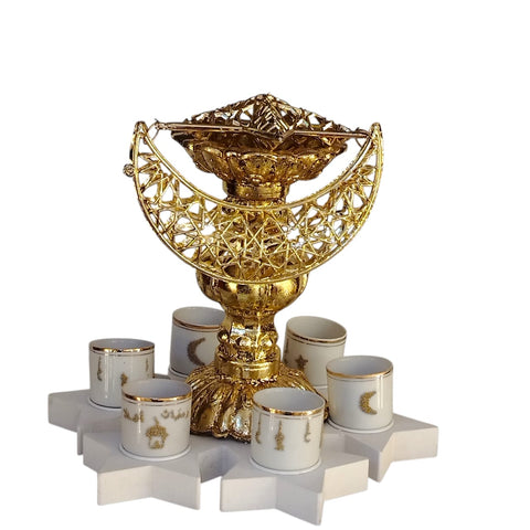 Gold Crescent Bowl Centerpiece with Star Tealight Cups