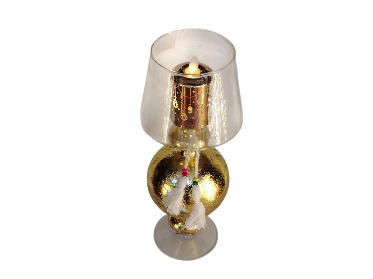 Glass Candle Holder with Gold Base