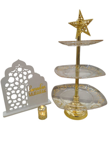 Stacked plate & Electric Candle Décor Set
