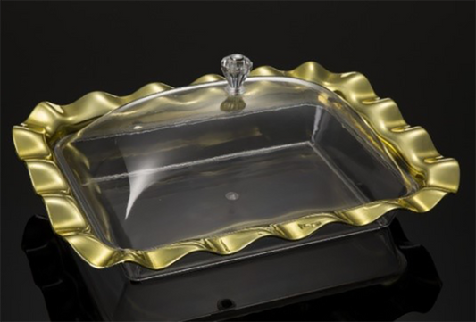 Plexi with glass tray with gold trims