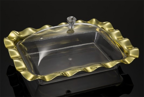Plexi with glass tray with gold trims