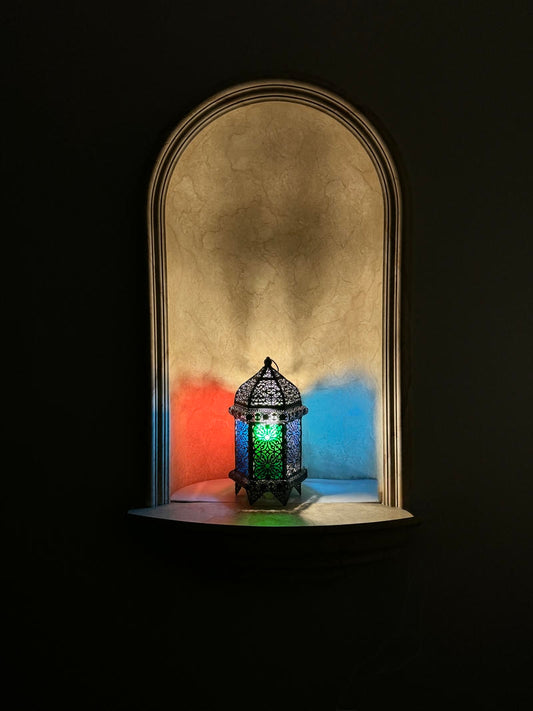 Black lantern with colored walls