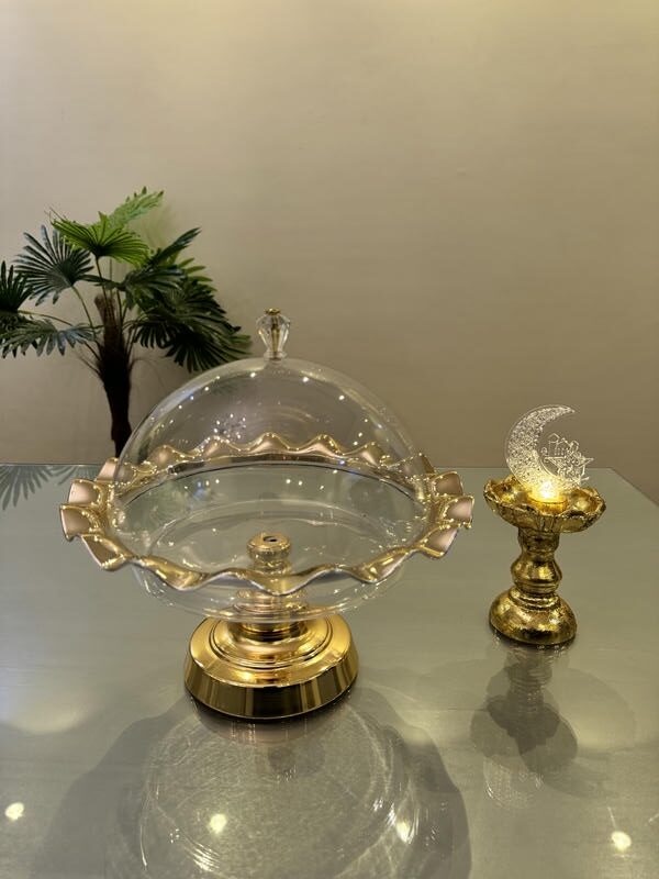 Gold plexi tray with gold candle holder