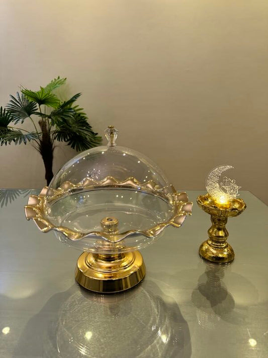 Gold plexi tray with gold candle holder