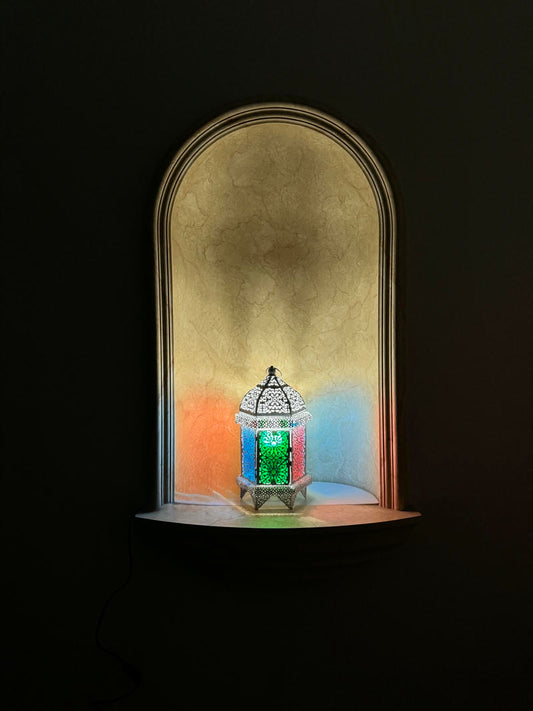 White lantern with colored walls